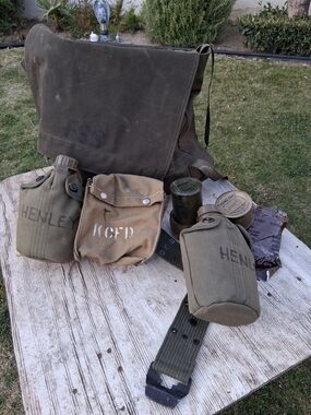 VINTAGE USFS Forest Service Canvas Backpack + Web Gear Canteen Set Gorpcore Rare